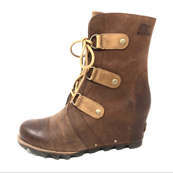 Sorel Shoes - Sorel Joan of Arctic Brown Leather Wedges Sz 9 NEW
